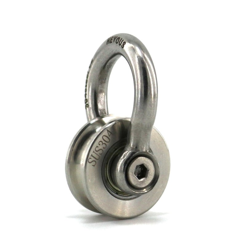 heyous Detachable U Shaped Pulley with Small Size Short Screw Groove Pulley Wheel Track Fixed Pulley Suitable for Wire Rope Traction Small Crane Salvage System Pulley Model Silver - Image 3
